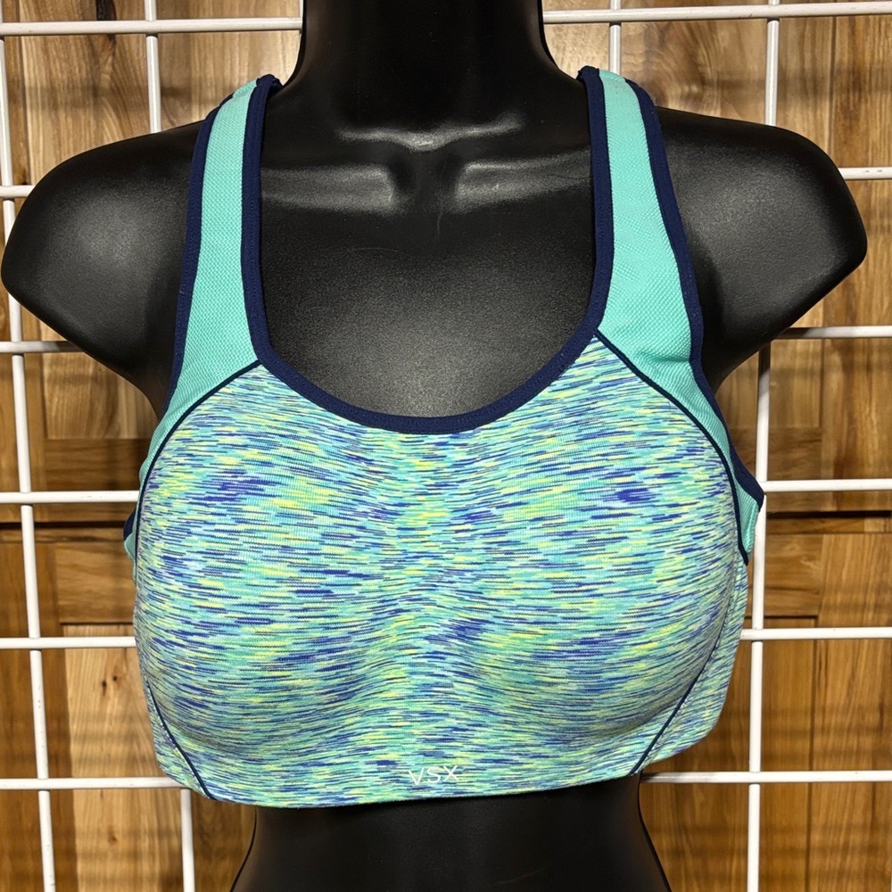 VSX Teal and Blue Patterned Sports Bra